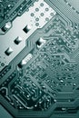 Blue electronic mother board circuit close up macro background Royalty Free Stock Photo