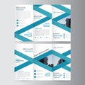 Blue elegance business trifold business Leaflet Brochure Flyer template vector minimal flat design Royalty Free Stock Photo