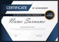 Blue Elegance horizontal certificate with Vector illustration ,white frame certificate template