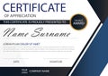 Blue Elegance horizontal certificate with Vector illustration ,white frame certificate template with clean and modern pattern Royalty Free Stock Photo