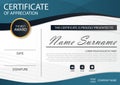 Blue Elegance horizontal certificate with Vector illustration ,white frame certificate template with clean and modern pattern