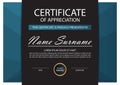 Blue Elegance horizontal certificate with Vector illustration ,white frame certificate template with clean and modern pattern Royalty Free Stock Photo