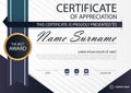 Blue Elegance horizontal certificate with Vector illustration ,white frame certificate template with clean and modern pattern Royalty Free Stock Photo