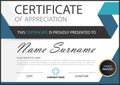 Blue Elegance horizontal certificate with Vector illustration ,white frame certificate template with clean and modern pattern Royalty Free Stock Photo