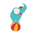 Blue Elephant as Circus Animal Balancing on Top of Ball Performing Trick Vector Illustration Royalty Free Stock Photo
