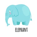 Blue elephant clipart. African animal vector illustration isolated on white background Royalty Free Stock Photo