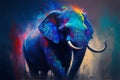 Blue elephant colorful abstract background acryl painting. AI generated