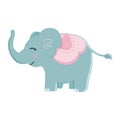 Blue elephant. Cute character. Colorful vector illustration. Cartoon style. Isolated on white background. Royalty Free Stock Photo