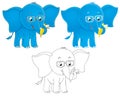 Blue elephant wearing eye-glasses