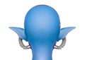 Blue elf rear portrait in white background