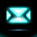 Blue email Icon, glowing Neon lamp, New incoming message, sms. Envelope isolated sign design on black background. Mail delivery Royalty Free Stock Photo