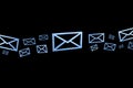 Blue Email symbol displayed on a color background - 3D rendering Royalty Free Stock Photo