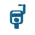 Blue Emergency brake icon isolated on transparent background.