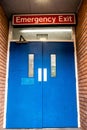 Blue Emergency Exit Doors From A Public Car Park With No People Royalty Free Stock Photo