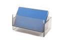 Blue empty business cards in a box Royalty Free Stock Photo