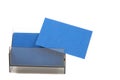 Blue empty business cards in a box Royalty Free Stock Photo