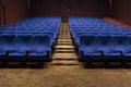 Blue Empty Cinema Seat on Movie Theatre Royalty Free Stock Photo