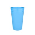 Blue empty plastic cup white background isolated closeup, disposable blank drinking glass, beverage, cocktail, tableware design Royalty Free Stock Photo