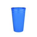 Blue empty plastic cup white background isolated closeup, disposable blank drinking glass, beverage, cocktail, tableware design Royalty Free Stock Photo