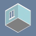 Blue Empty Room isometric flat design vector