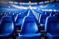Blue Empty Seats at Stadium Await Crowds and Big Event Anticipation Royalty Free Stock Photo