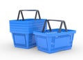 Blue empty shopping baskets isolated on white background Royalty Free Stock Photo