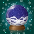 Blue empty snow globe with blizzard retro design Royalty Free Stock Photo