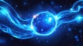 Blue energy sphere creating cosmic wave flow Royalty Free Stock Photo