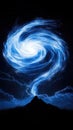 Blue energy vortex emanating from mountain at night Royalty Free Stock Photo