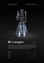 BE-4 Rocket engine 3D illustration poster