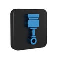 Blue Engine piston icon isolated on transparent background. Car engine piston sign. Black square button.