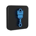 Blue Engine piston icon isolated on transparent background. Car engine piston sign. Black square button.