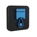 Blue Engine piston icon isolated on transparent background. Car engine piston sign. Black square button.