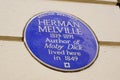 Herman Melville lived here blue plaque in London Royalty Free Stock Photo