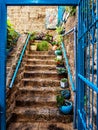 Blue Entryway in Old Jaffa Port in Tel Aviv, Israel