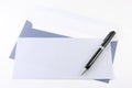 Blue envelop and pen Royalty Free Stock Photo