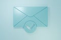 Blue Envelope and check mark icon isolated on blue background. Successful e-mail delivery, email delivery confirmation Royalty Free Stock Photo