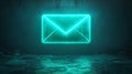 A blue envelope icon that glows and sparkles against a dark backdrop, symbolizing digital communication and messaging Royalty Free Stock Photo