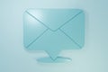 Blue Envelope icon isolated on blue background. Email message letter symbol. Minimalism concept. 3D render illustration Royalty Free Stock Photo