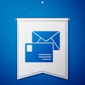 Blue Envelope icon isolated on blue background. Email message letter symbol. White pennant template. Vector Royalty Free Stock Photo