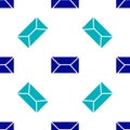 Blue Envelope icon isolated seamless pattern on white background. Email message letter symbol. Vector Royalty Free Stock Photo