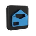 Blue Envelope icon isolated on transparent background. Email message letter symbol. Black square button. Royalty Free Stock Photo