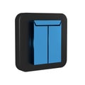 Blue Envelope icon isolated on transparent background. Email message letter symbol. Black square button. Royalty Free Stock Photo