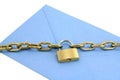 Blue envelope and lock Royalty Free Stock Photo