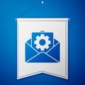 Blue Envelope setting icon isolated on blue background. White pennant template. Vector Illustration Royalty Free Stock Photo