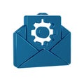 Blue Envelope setting icon isolated on transparent background.