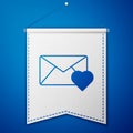 Blue Envelope with Valentine heart icon isolated on blue background. Message love. Letter love and romance. White Royalty Free Stock Photo