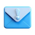 Blue envelope with white exclamation mark alert isolated on a transparent background image Royalty Free Stock Photo
