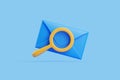 Blue Envelope with Yellow Magnifying Glass Icon Royalty Free Stock Photo