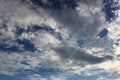 Blue epic sky in perspective with bright white clouds